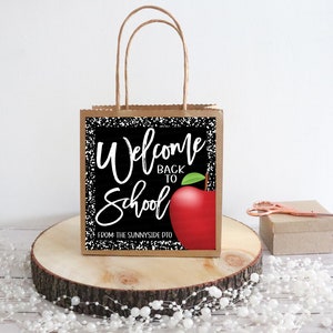 Welkom terug op school cadeau tag, studenten leraren cadeau, nieuw schooljaar, eerste dag, personeel open huis pakket, bewerkbare afdrukbare