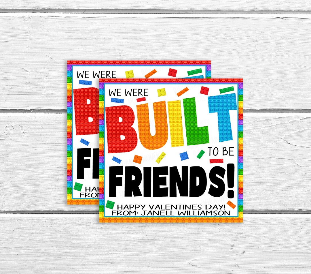Valentine Building Block Gift Tags Editable Boy Girl Toy Gift Etsy