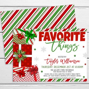 EDITABLE Favorite Things Christmas Party Invitation, Friends Family Gift Exchange Invite, Holiday Gift Swap, Printable Download Template