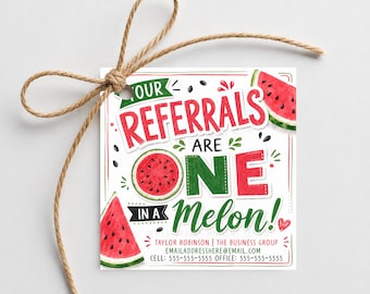 Etiquetas de verano para visitas rápidas, Tus recomendaciones son únicas, Marketing inmobiliario, Agradecimiento al cliente, Ventas, Melón de frutas, Etiquetas imprimibles editables