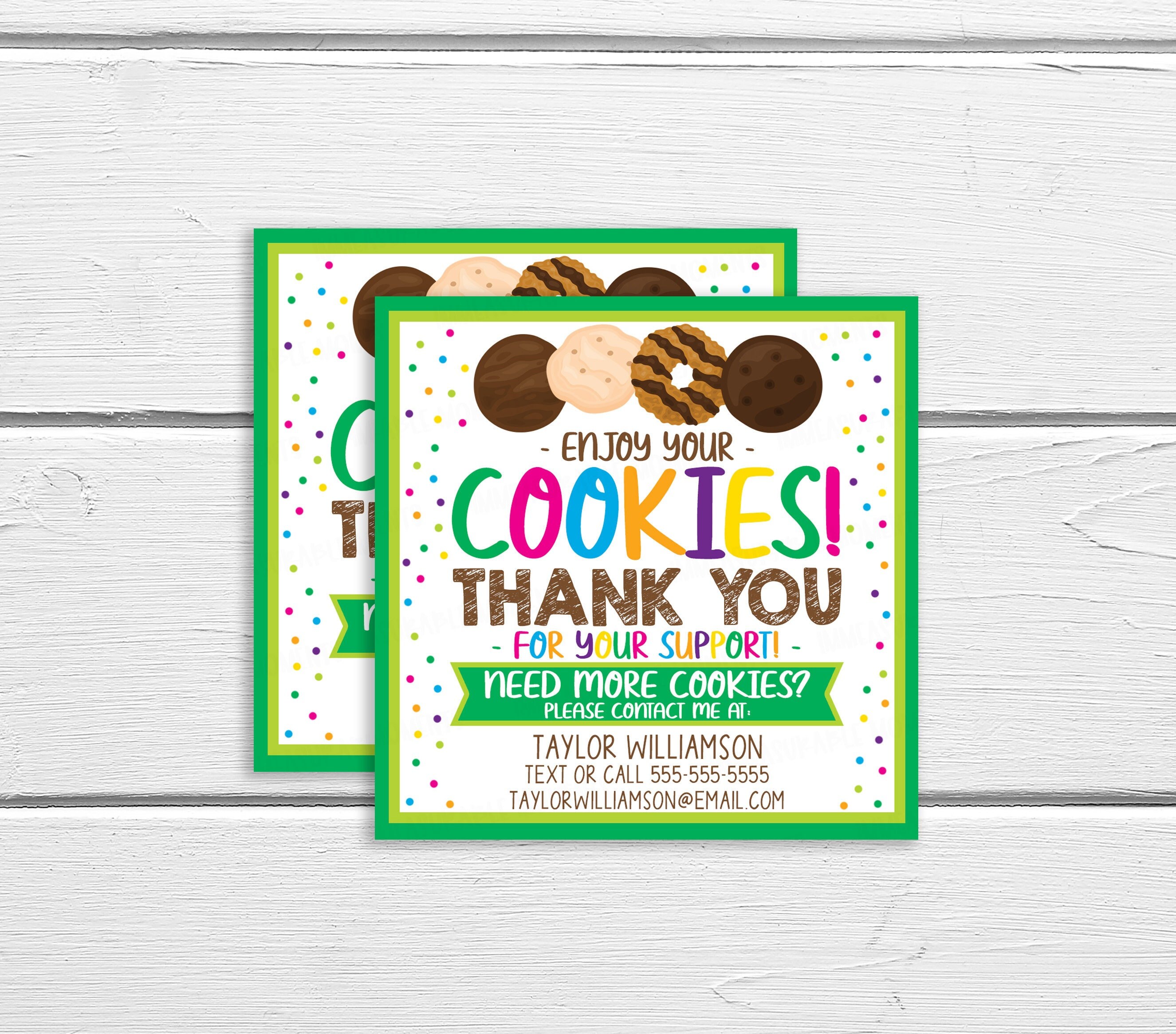Scout Cookie Thank You Tags Editable Girl Cookie Troop Booth - Etsy