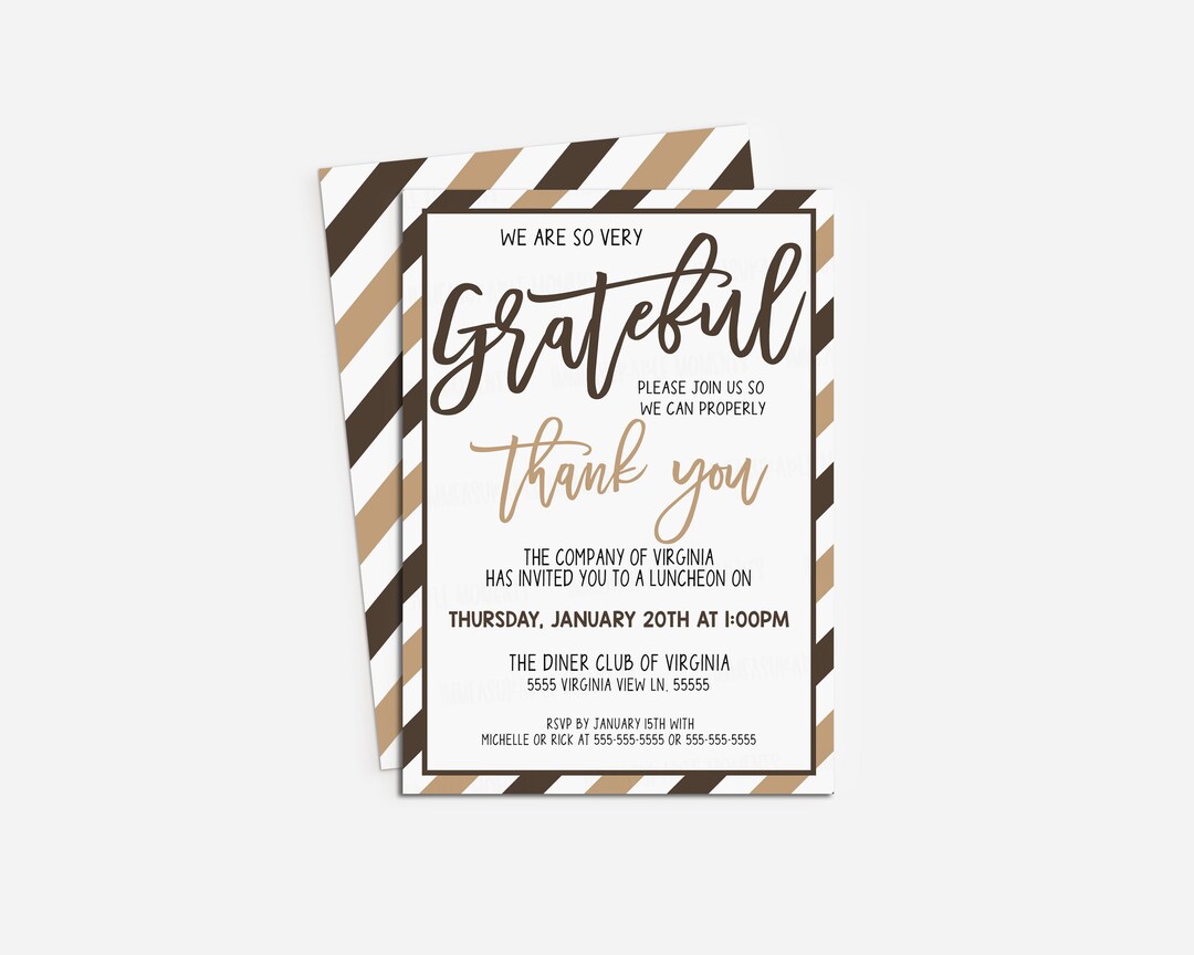 Appreciation Dinner Lunch Invitation, Editable Grateful Staff Employee