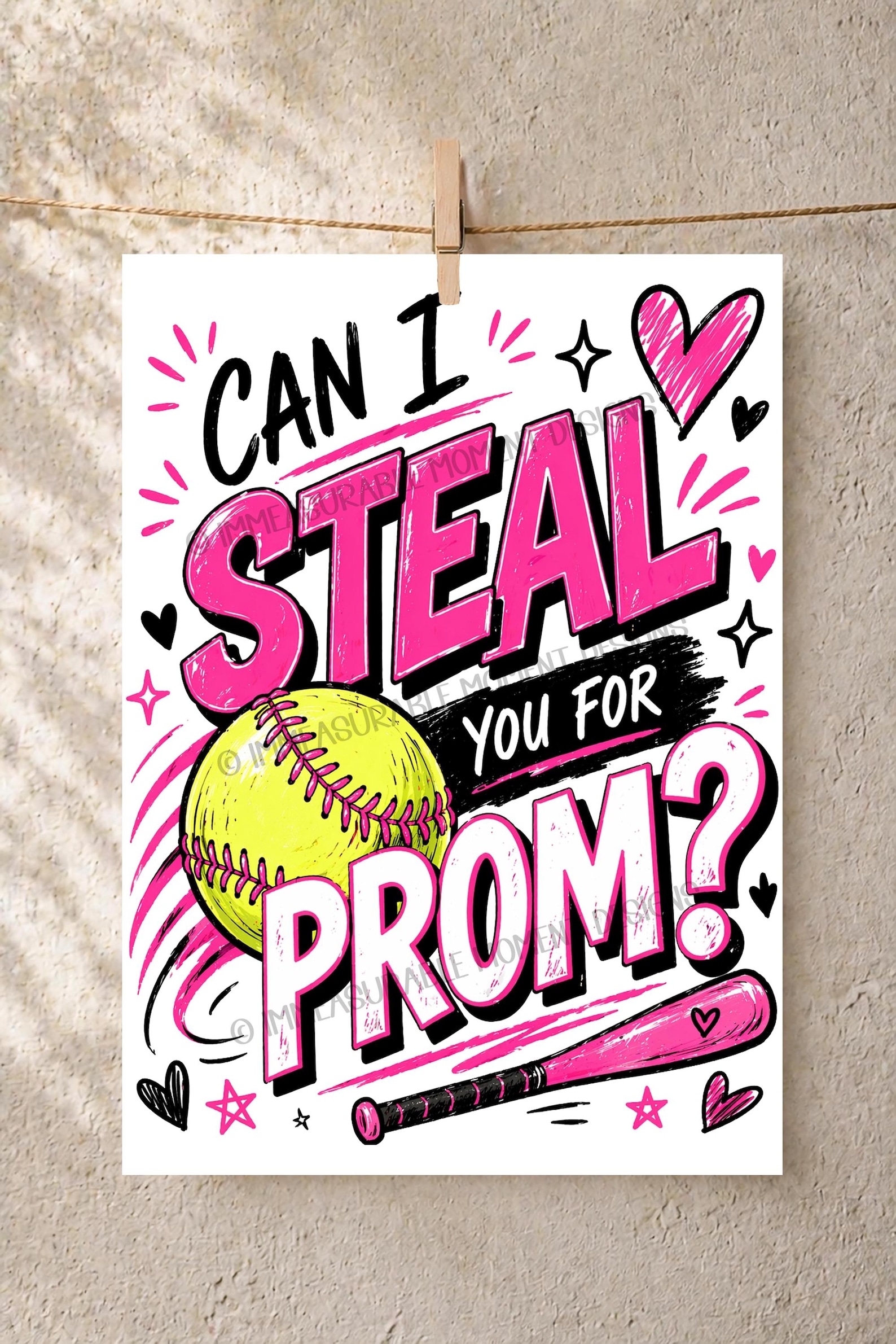 Softball Promposal Sign Printable, Can I Steal You for Prom Poster ...
