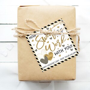 Valentine Coworker Appreciation Gift Tags, Editable Company Staff Labels, Valentine Candy Cookie Donut Pastry Treat Staff Office Favor Tag