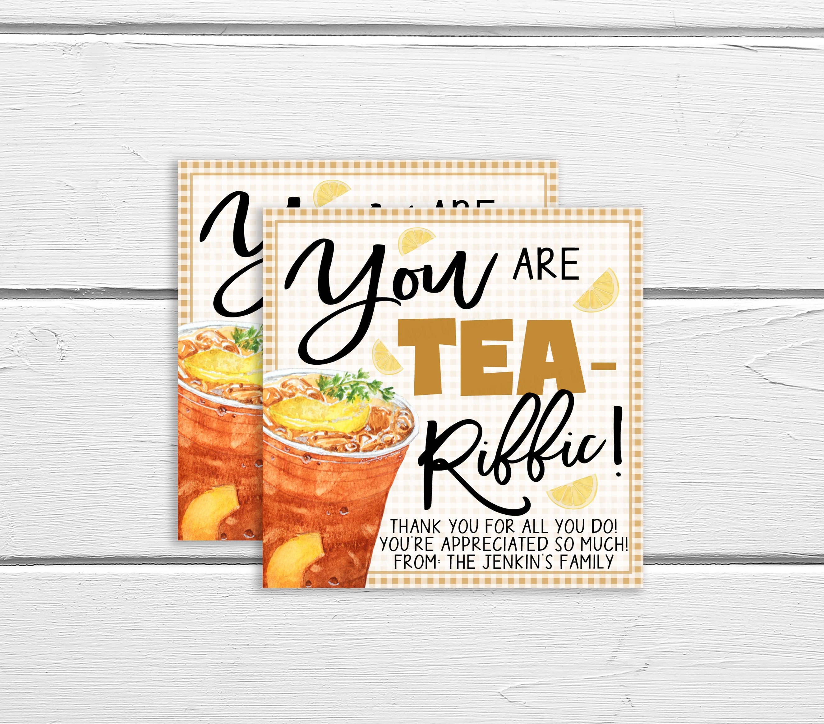 Iced Tea Gift Tag, Editable You Are Tea-riffic, Iced Tea Appreciation ...