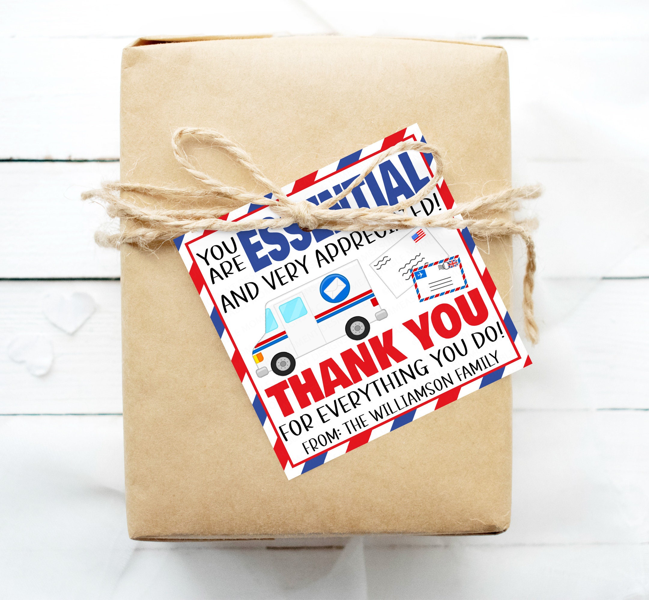 Mailman Essentials Postal Worker Gift Tag, Thank You Mailman Essential Worker, USPS Mail ...