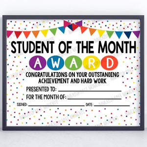 Student of the Month Award Certificate Colorful Dots