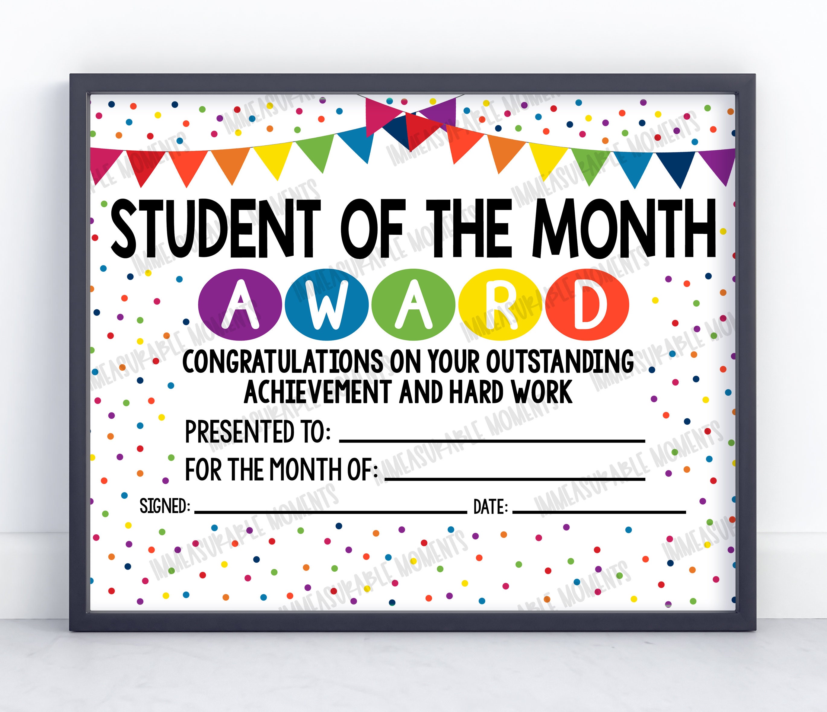 student-of-the-month-award-certificate-colorful-dots-etsy