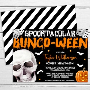 Halloween Bunco Night Invitation Flyer, Editable Fall Dice Party Spooktacular Fundraiser Church School Business Fundraiser PTO PTA Printable image 1