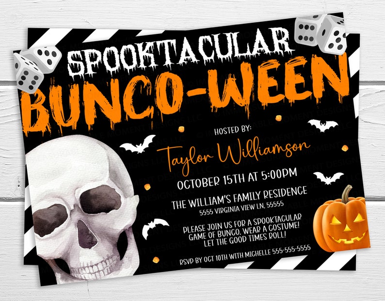 Halloween Bunco Night Invitation Flyer, Editable Fall Dice Party Spooktacular Fundraiser Church School Business Fundraiser PTO PTA Printable image 2