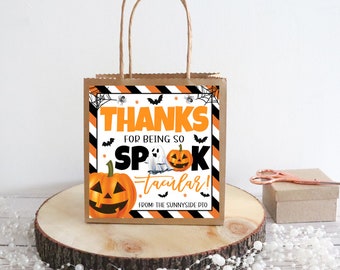 Halloween Gift Tags, Thanks For Being Spook-tacular, School Student Teacher, Staff Employee Volunteer Nurse Classmate PTO PTA, Printable