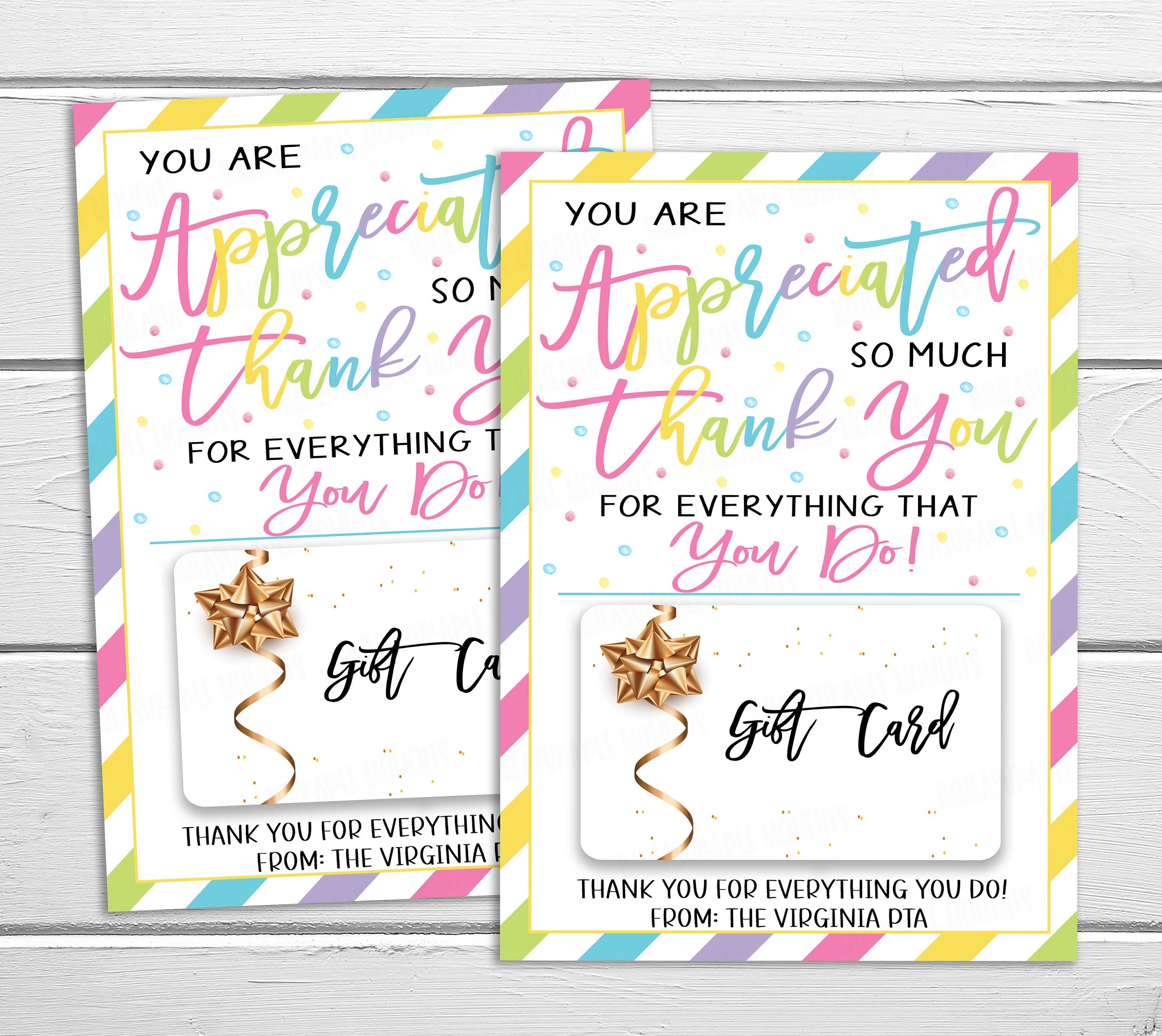 Appreciation Gift Card Holder, You Are Appreciated Thank You, Employee ...