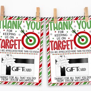 Christmas Target Gift Card Holder, Thank You For Keeping Us On Target, Appreciation Gift Teachers School Staff, Employees Staff Volunteer