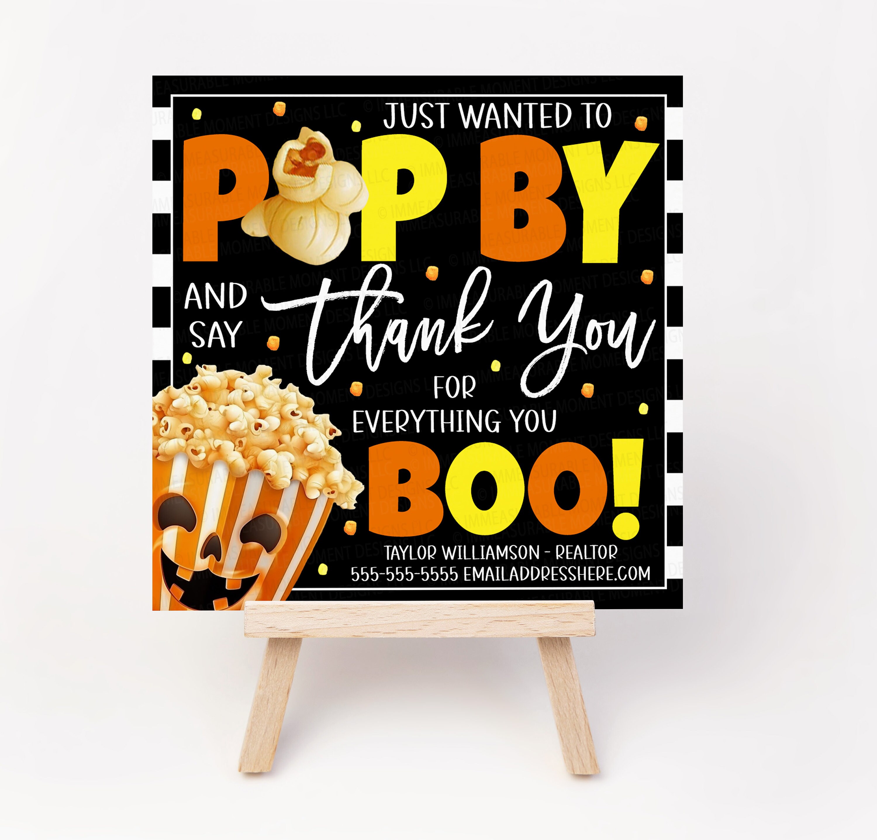 Halloween Popcorn Appreciation Gift Tags, Pop by to Say Thank You for ...