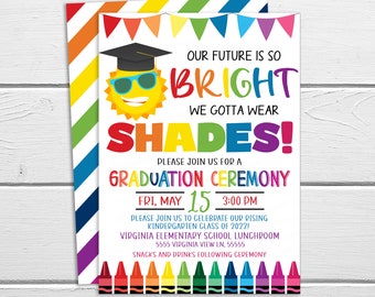 Preschool Graduation Invitation, Kindergarten PreK Elementary Ceremony Invite, Future Is So Bright We Gotta Wear Shades, School PTO PTA