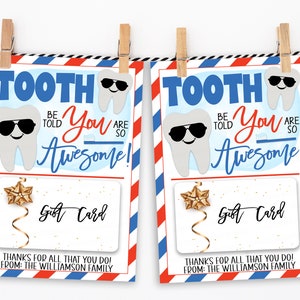Porta-cartão de presente de agradecimento dentário, dente, diga que você é incrível, obrigado, dentista, equipe médica, higienista, assistente, funcionário do escritório