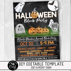 EDITABLE Halloween Block Party Invitation/Flyer, Kids Halloween Event, Community Event, Neighborhood Event