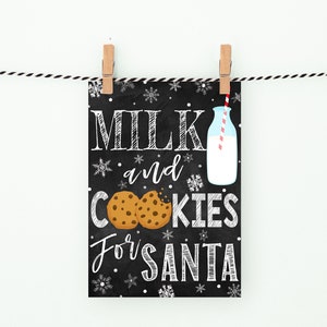 Milk And Cookies Sign For Santa, Santa Cookies Sign, Milk And Cookies Printable Sign, Christmas Santa Sign, Instant Download image 3