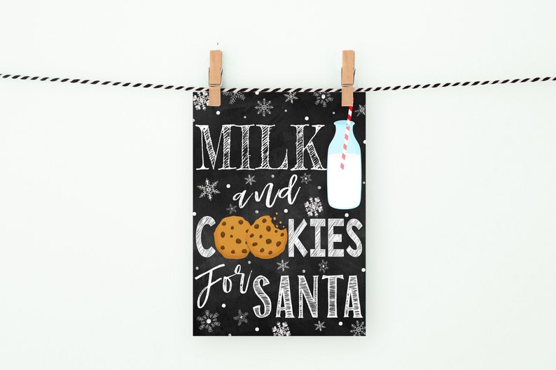 Milk And Cookies Sign For Santa, Santa Cookies Sign, Milk And Cookies Printable Sign, Christmas Santa Sign, Instant Download image 3