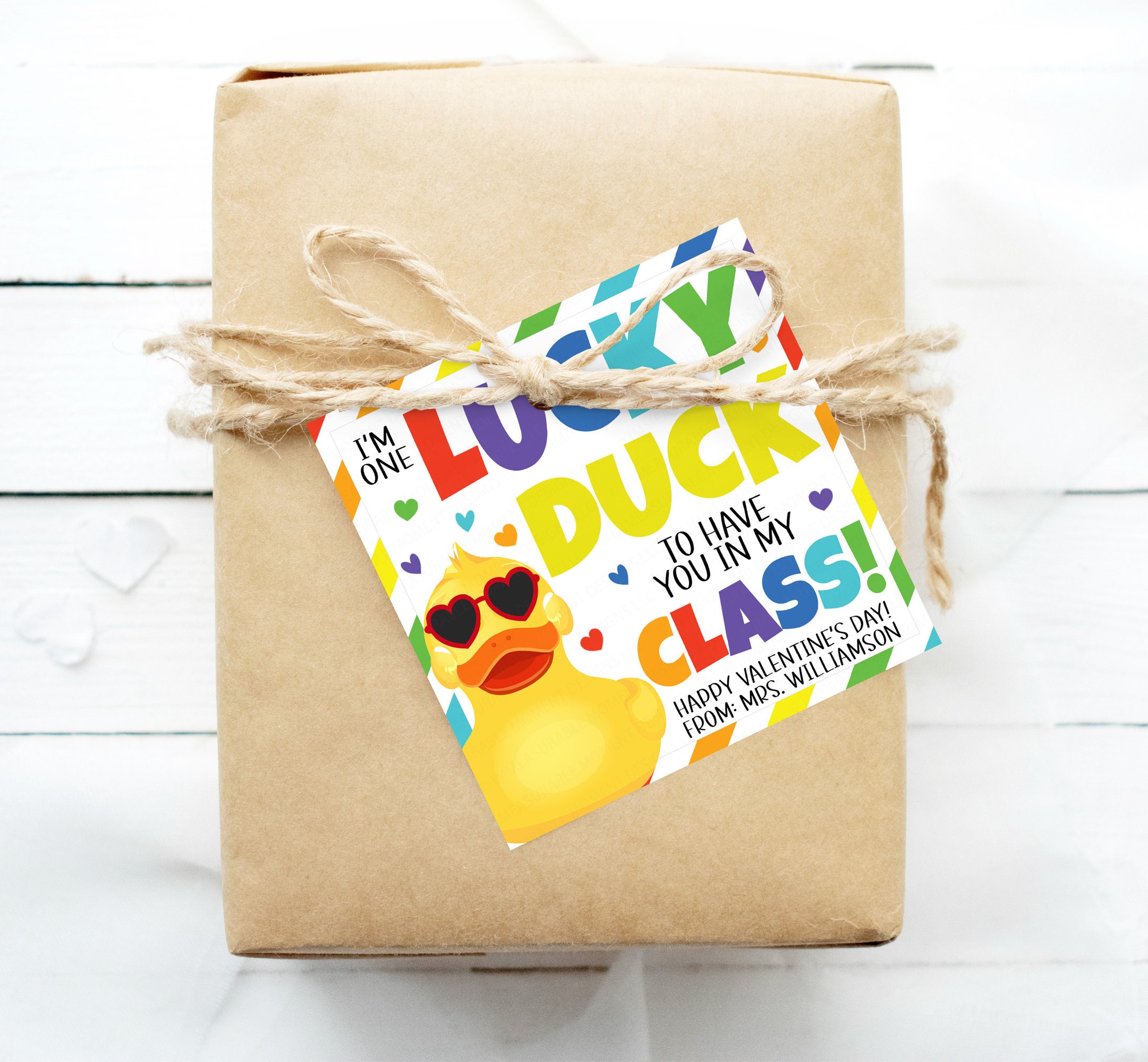 Valentine's Day Rubber Duck Gift Tag, Lucky Duck, Printable Gift for ...