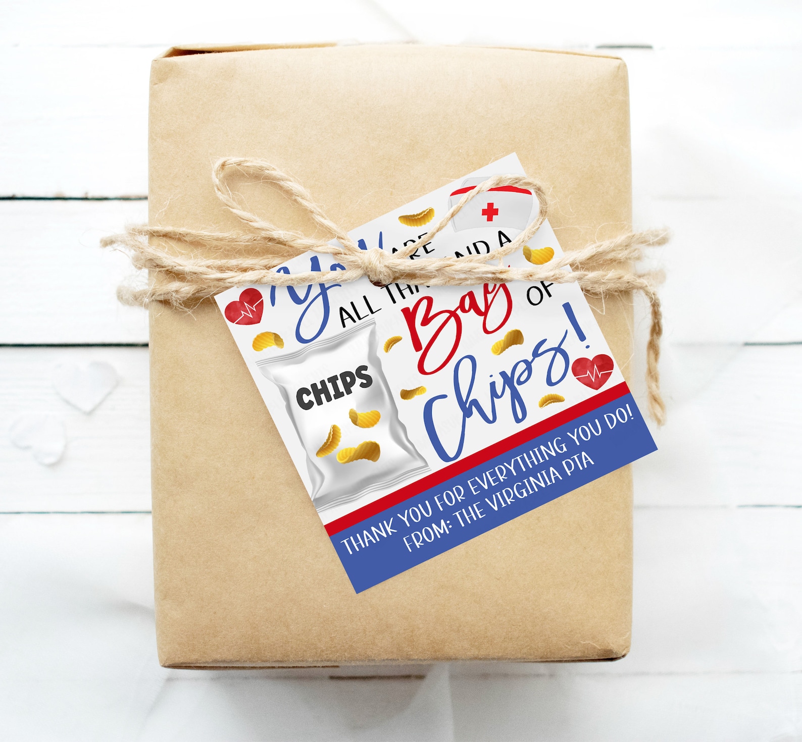Nurse Appreciation Gift Tag Potato Chip Gift Editable Etsy
