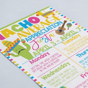 Nacho Average Appreciation Week Itinerary, Employee Staff Teacher ...