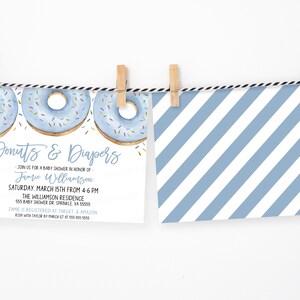 Baby Donut Invitation, Donut And Diapers Baby Shower, Sprinkled With Love Invite, Baby Boy Blue Shower, Blue Donut Sprinkle Invitation image 4