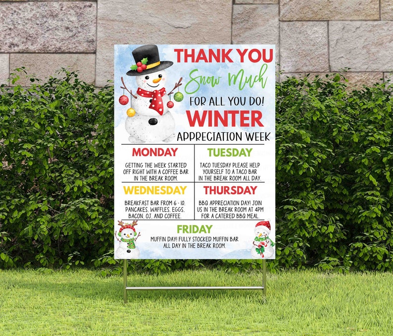 Winter Teacher Appreciation Week Schedule Itinerary, Christmas Holiday Appreciation, Staff School Teacher Staff PTA PTO Editable Printable image 6