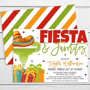 Invitación de fiesta y favoritos, invitación de intercambio de regalos de cóctel Margarita, intercambio de regalos de cosas favoritas para adultos, noche de damas, imprimible editable