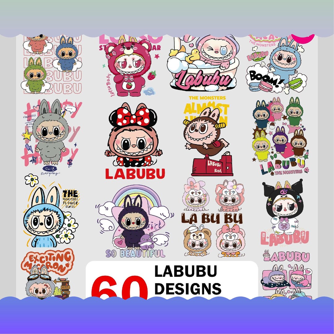 60 Labubu Design PNG Bundle Vol 1 |kawaii Cute Digital Stickers |cute ...