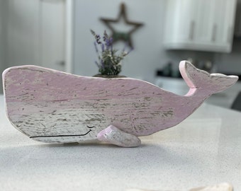 Handmade Wooden Whale Wall Hanging: Coastal Nursery Decor