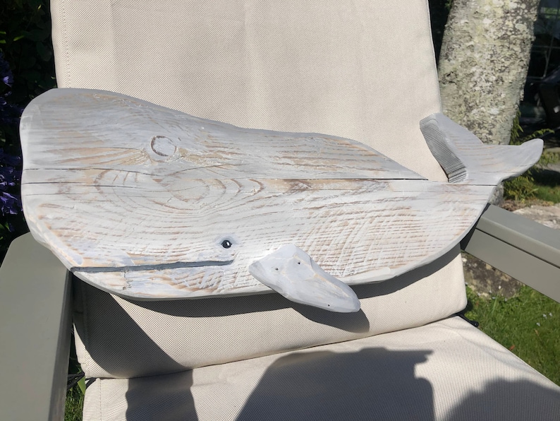 Whale Home Decor Wooden Whale Seaside Home Decor Beach Etsy
