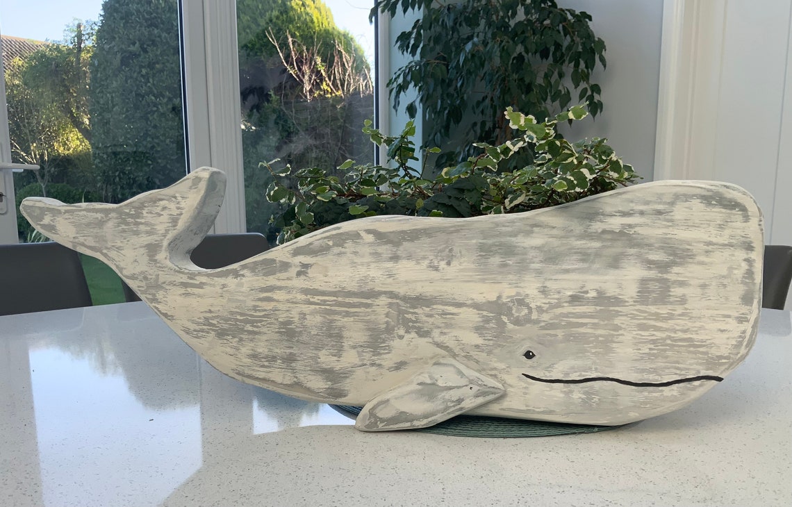 Whale Home Decor Wooden Whale Nautical Home Decor Beach - Etsy