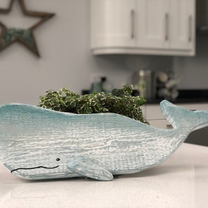 Whale, Home decor, Wooden whale, Seaside, Beach home decor, Whale wall hanging, Coastal sea themed, Duck egg blue, Rustic wall art