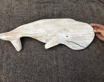 Handcrafted Wooden Whale Wall Art: Coastal Beach House Decor