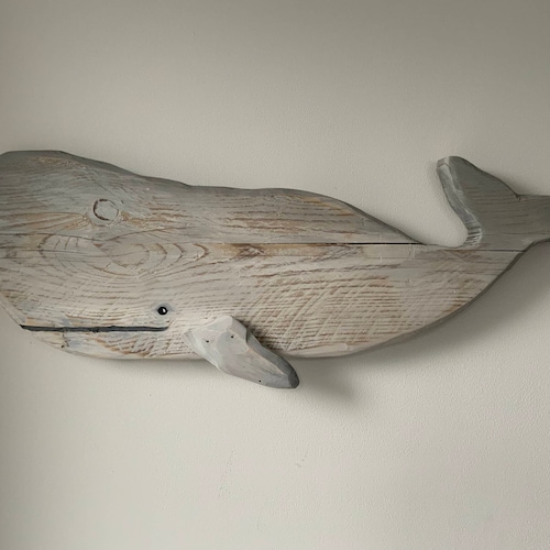 Whale Home Decor Wooden Whale Seaside Home Decor Beach Etsy