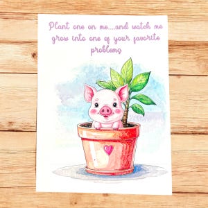 Jolie carte cochon - carte drôle - juste parce que carte - carte vierge - carte a4 avec enveloppe - carte animal - cartes animaux de la ferme - carte amoureux des animaux et des plantes