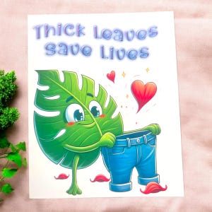 Grappige plantenkaart - blanco kaart - plantenliefhebber cadeau - monsterplant humor-A2 wenskaart - plantenliefhebber cadeau - grappige kaart - botanische humor