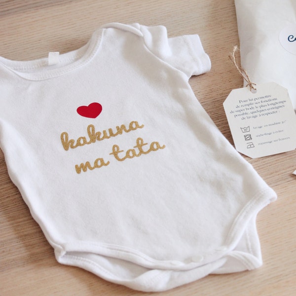 Planetee Body Wassim Petit Chat D'Amour 3-6 Mois | Bébé Garçon 100% Coton Manches Courtes Personnalisable Cadeau Naissance Nourrison Baby Shower