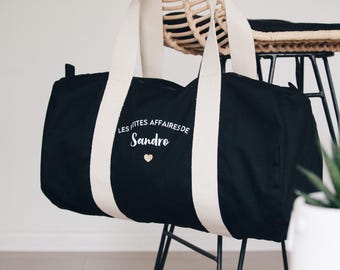 Personalized Organic Cotton Travel Bag – Custom Name Duffel, Baby Shower Gift, Maternity, Gym or Teacher Bag