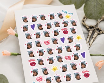 Planche de stickers personnalisés avec un visage, positivité, girl power, cadeau pour une amie, EVJF, anniversaire