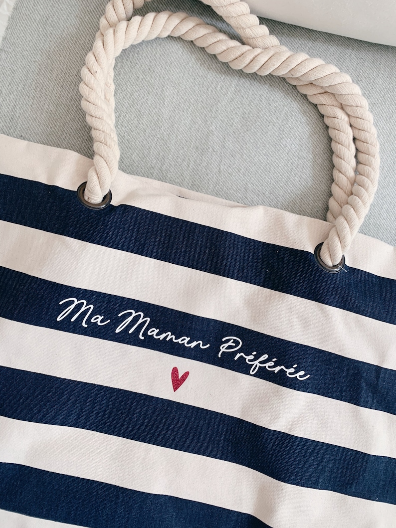 Sac de plage personnalisé en coton, idée de cadeau, cadeau maman, fête des mères