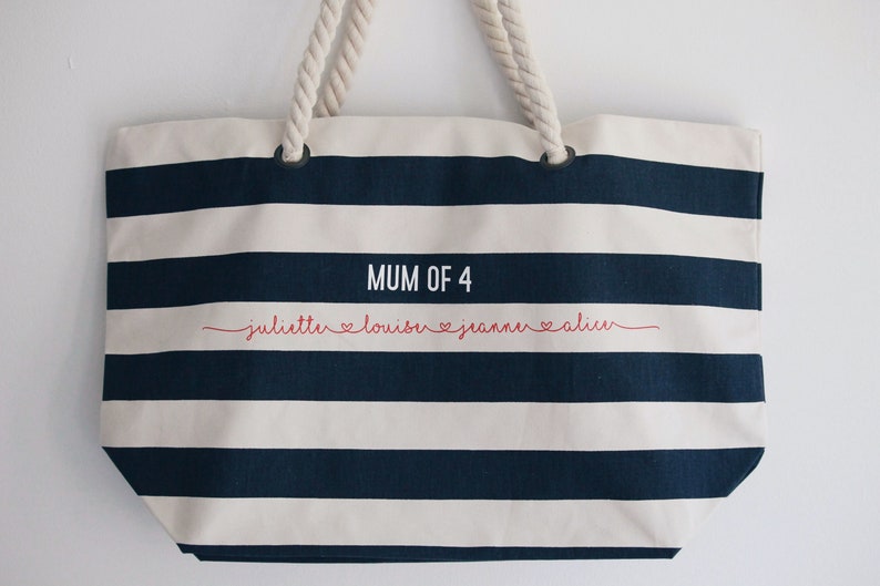 Sac de plage personnalisé en coton, idée de cadeau, cadeau maman, fête des mères