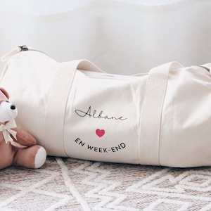 Personalisierte Reisetasche aus Bio-Baumwolle, Baby-Namensgeschenk, Geburtsgeschenk, personalisiertes Geschenk