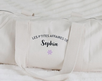Personalized Organic Cotton Travel Bag – Custom Text Duffel, Baby Shower Gift, Maternity, Gym or Teacher Bag