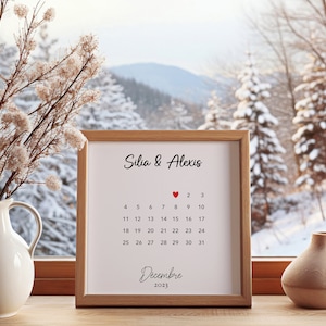 Affiche personnalisée avec date pour couple avec prénoms, date de rencontre, cadeau de mariage, cadeau de PACS - Imprimé ou digital