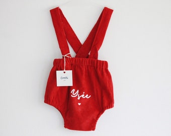 Barboteuse bébé personnalisée en velours côtelé, cadeau de naissance personnalisé, tenue de fête pour bébé