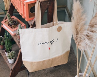 Sac personnalisé en coton et toile de jute, cadeau de fête des mères