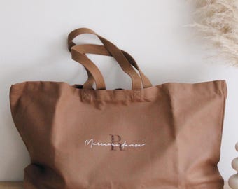 Personalisierte XXL-Baumwolltasche – Übergroße Tragetasche, große Strandtasche, Einkaufstasche, Muttertagsgeschenk, Geschenk für Mama