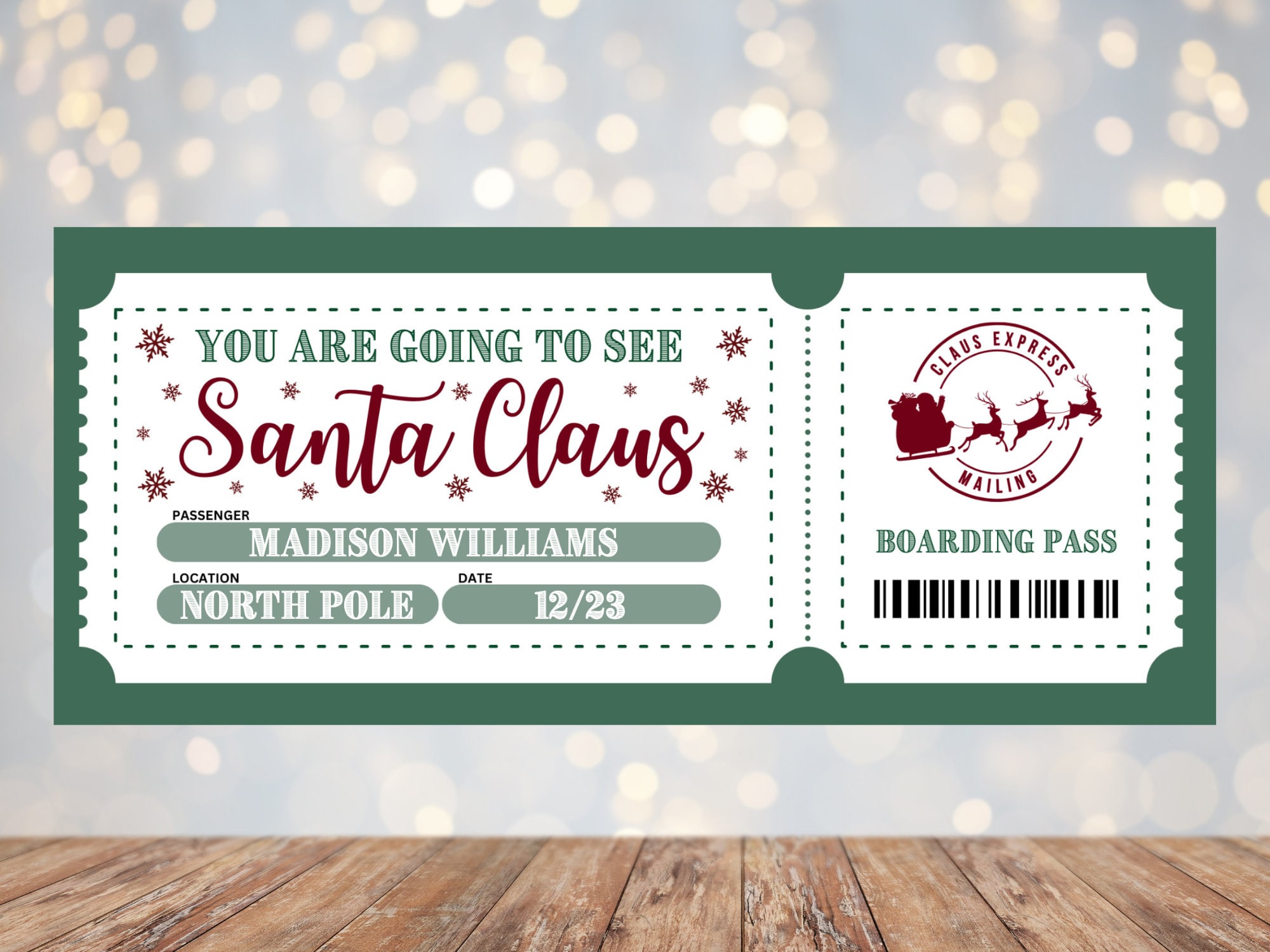 Santa Christmas Ticket Template Christmas Event Surprise Event Ticket Santa Christmas Ticket Template Christmas Event Surprise Event Ticket